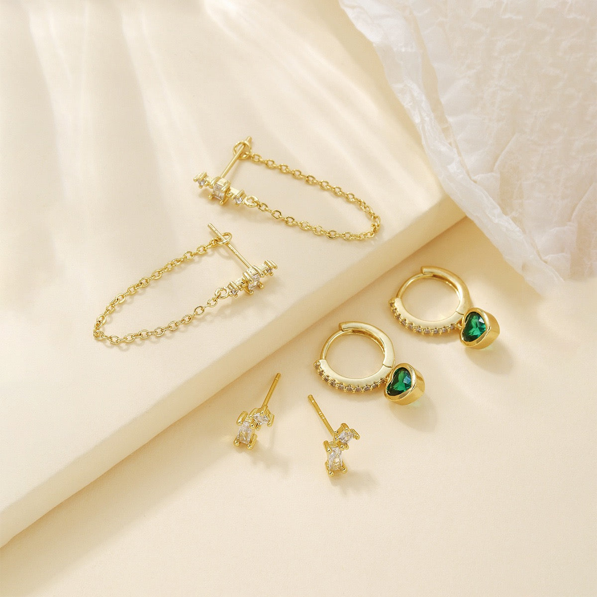 Emerald Love Piercing Set (In pair)