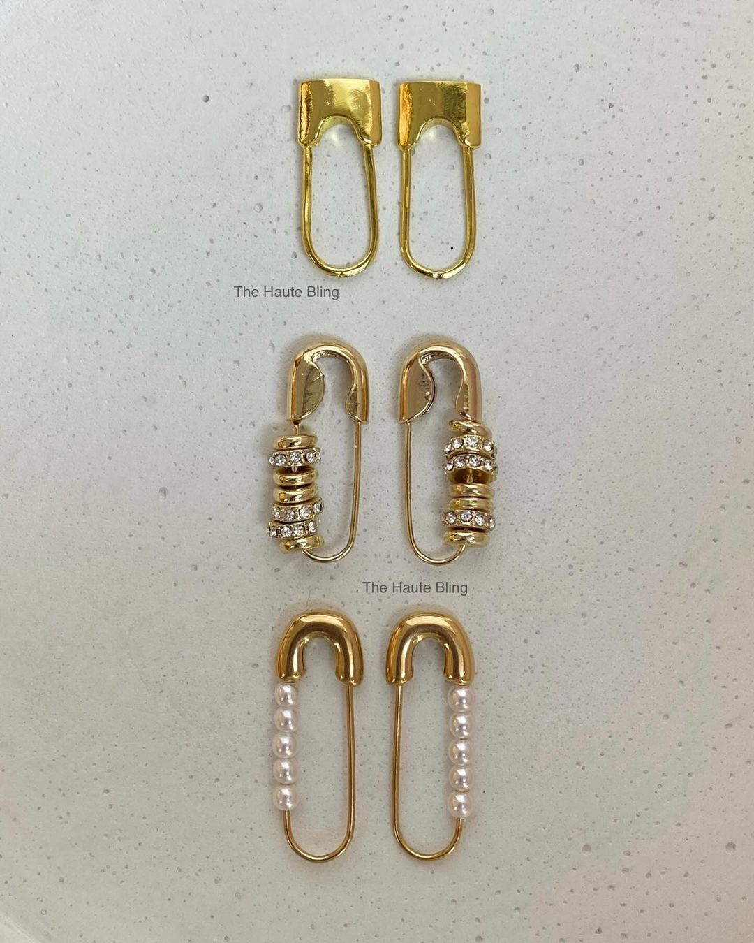 Stone Safety Pin Earring