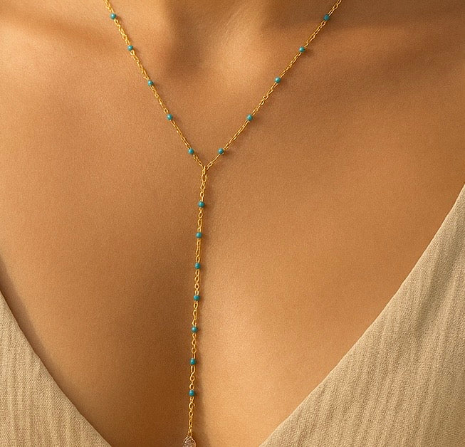 Aqua Y Necklace