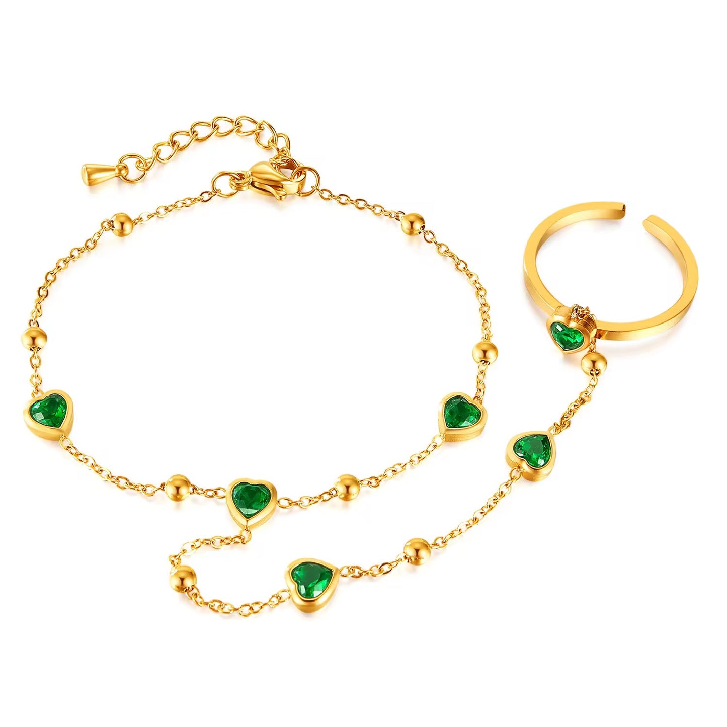 Emerald Love Handchain