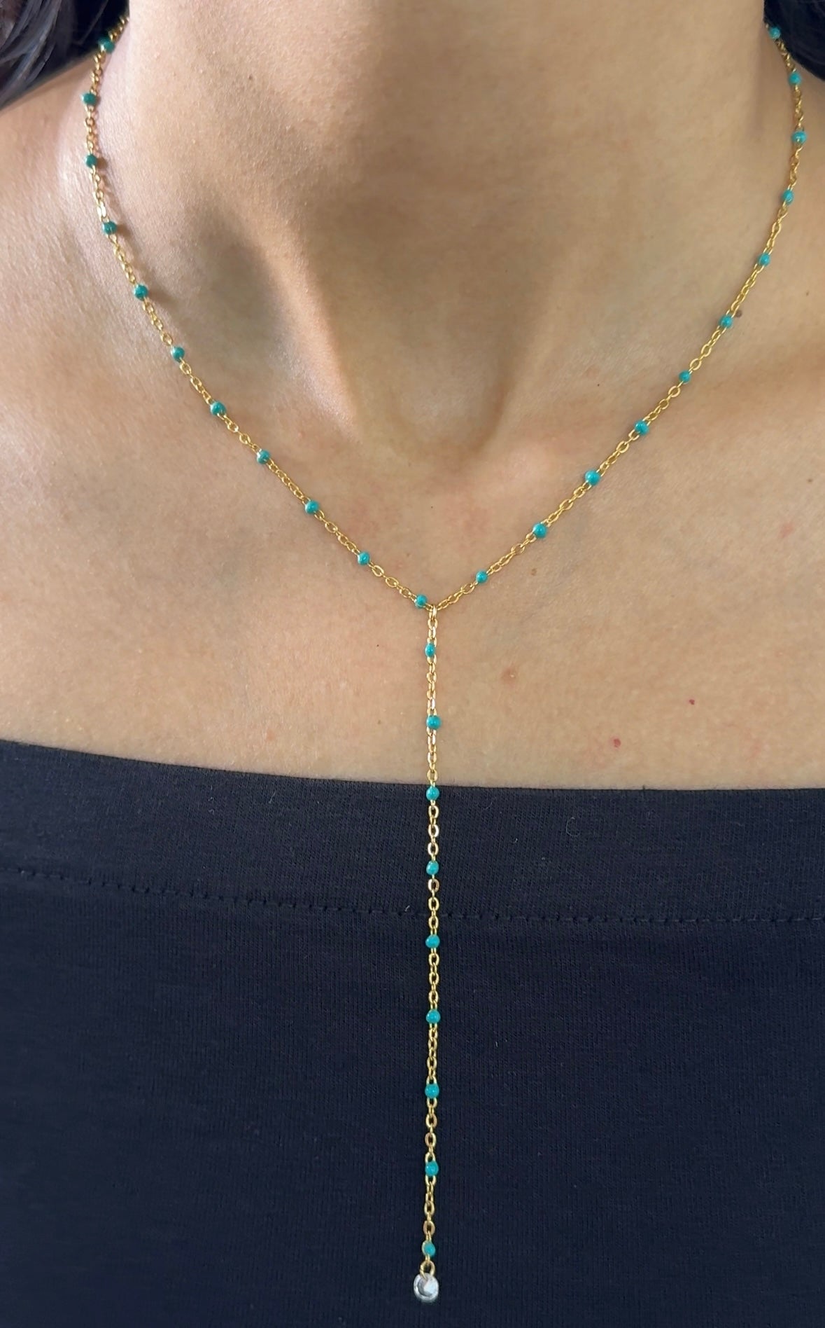 Aqua Y Necklace