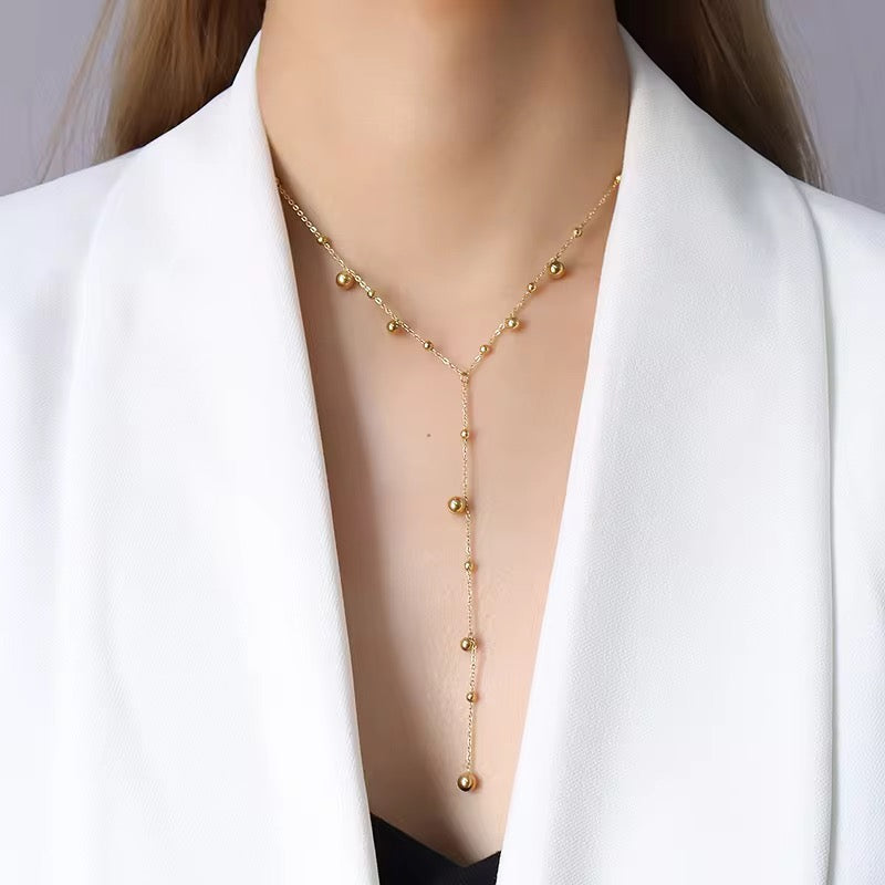 Golden Beads Y Necklace
