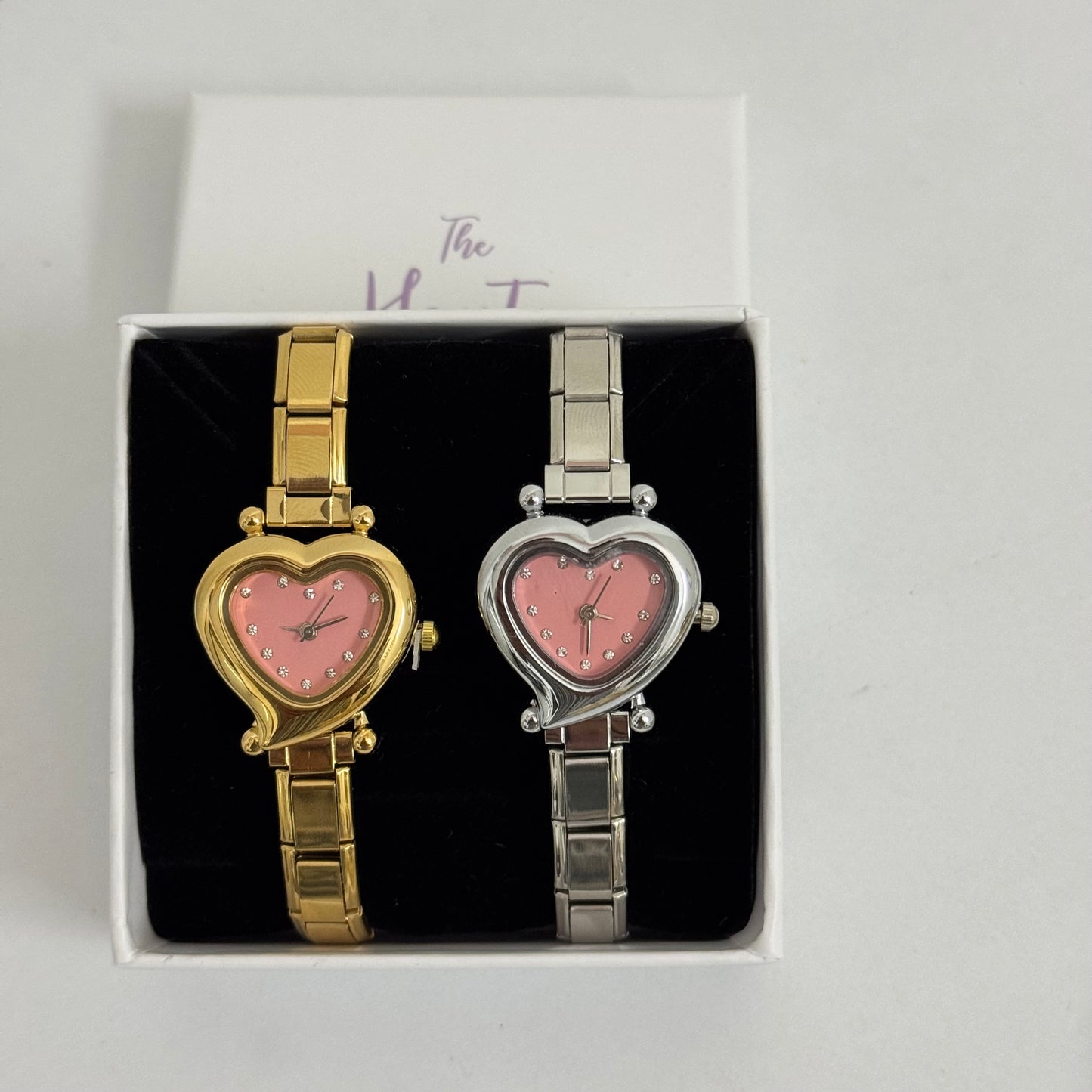 Golden Blush Heart Italian Charm Watch
