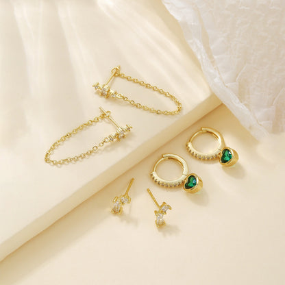 Emerald Love Piercing Set (In pair)