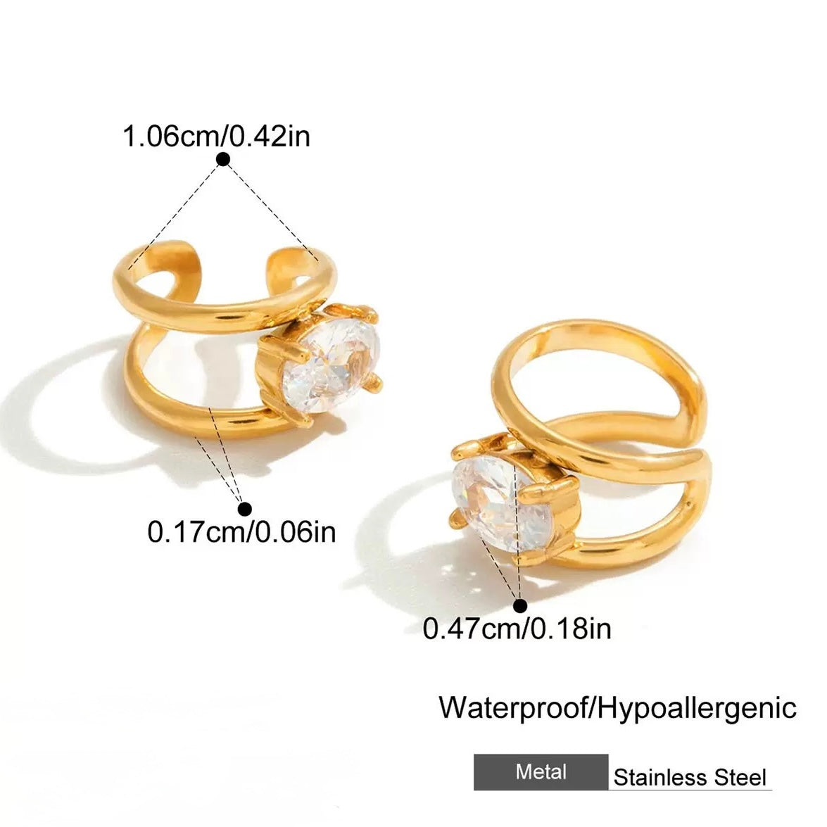 Oval Gem Earcuff (Pair)