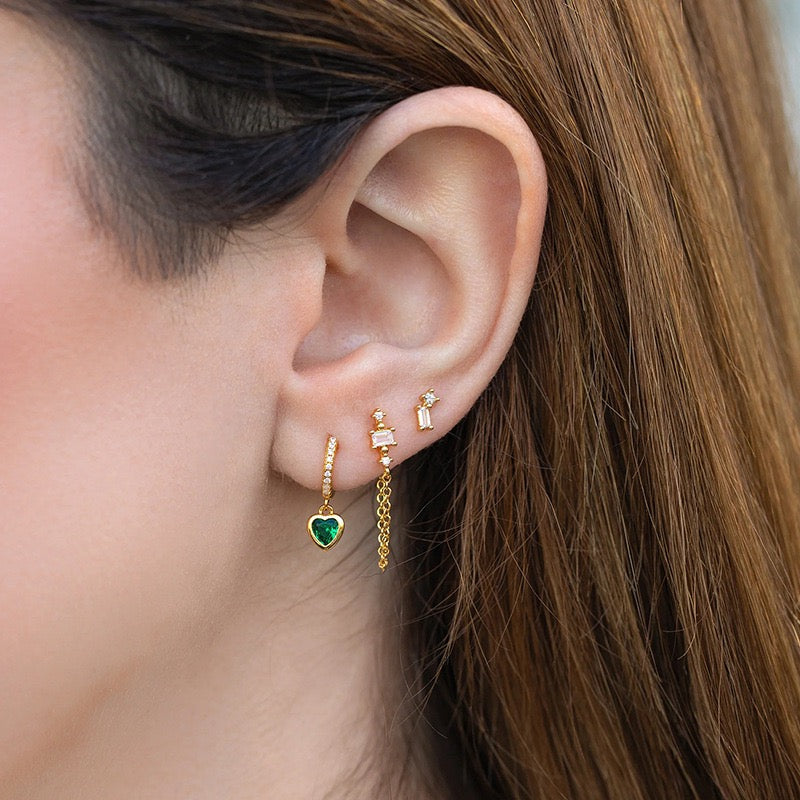 Emerald Love Piercing Set (In pair)
