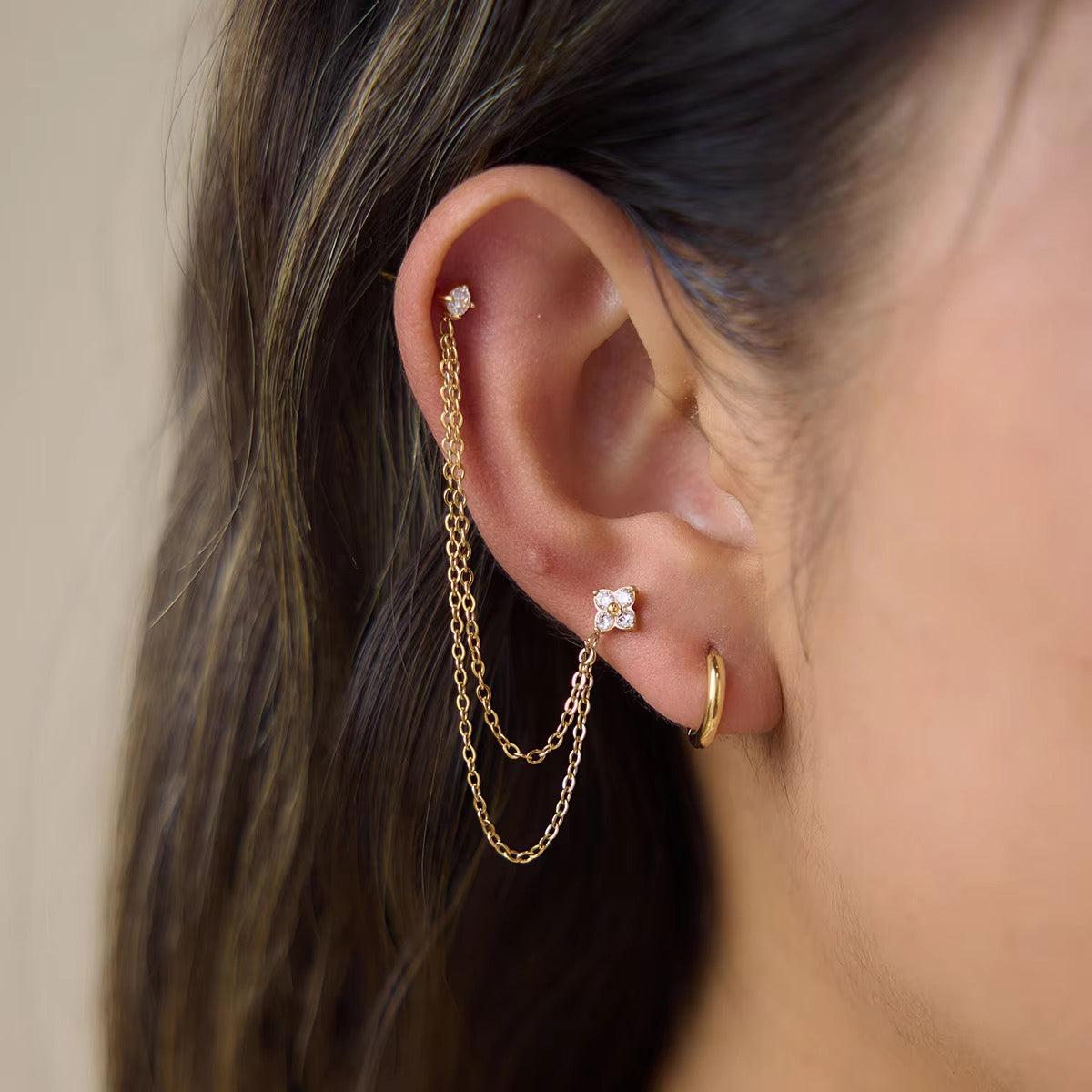 Floral Chain Link Earrings