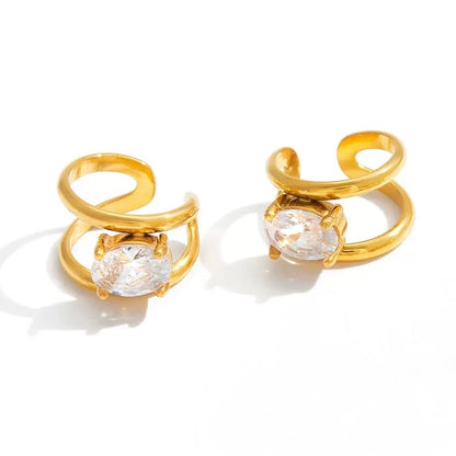 Oval Gem Earcuff (Pair)