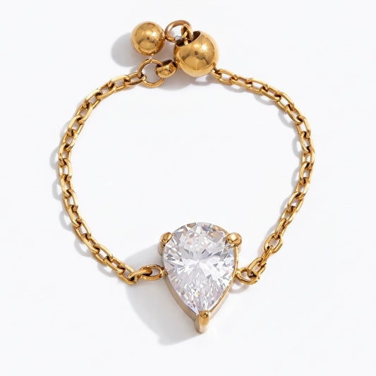 Teardrop Solitaire Chain Ring