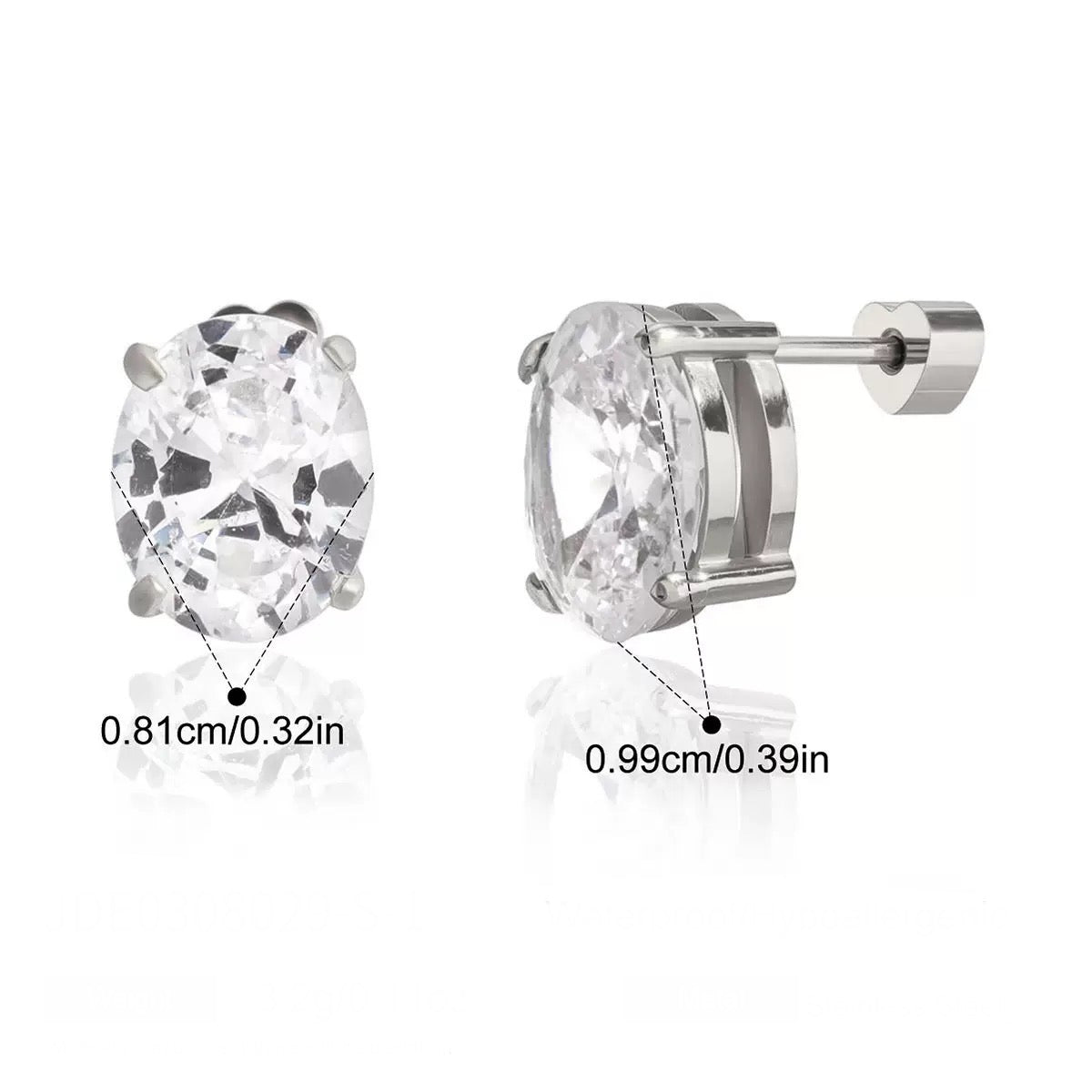 Oval Big Diamond Studs