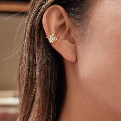 Oval Gem Earcuff (Pair)