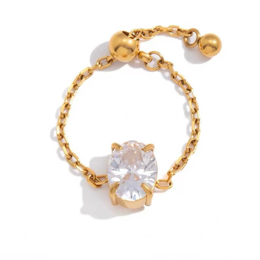Oval Solitaire Chain Ring