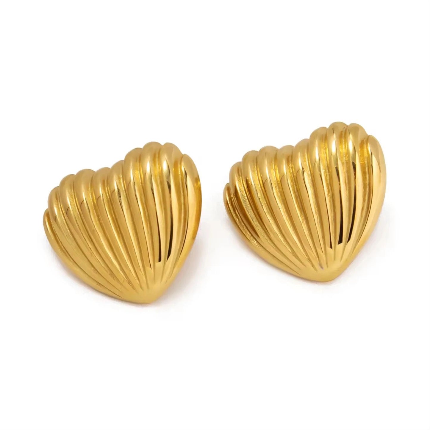 Ridged Heart Earrings