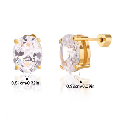 Oval Big Diamond Studs