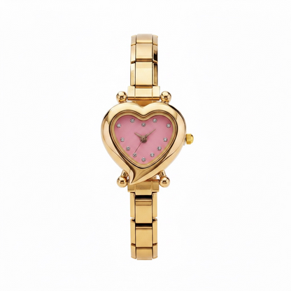 Golden Blush Heart Italian Charm Watch