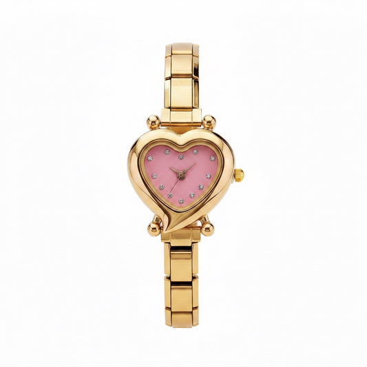Golden Blush Heart Italian Charm Watch