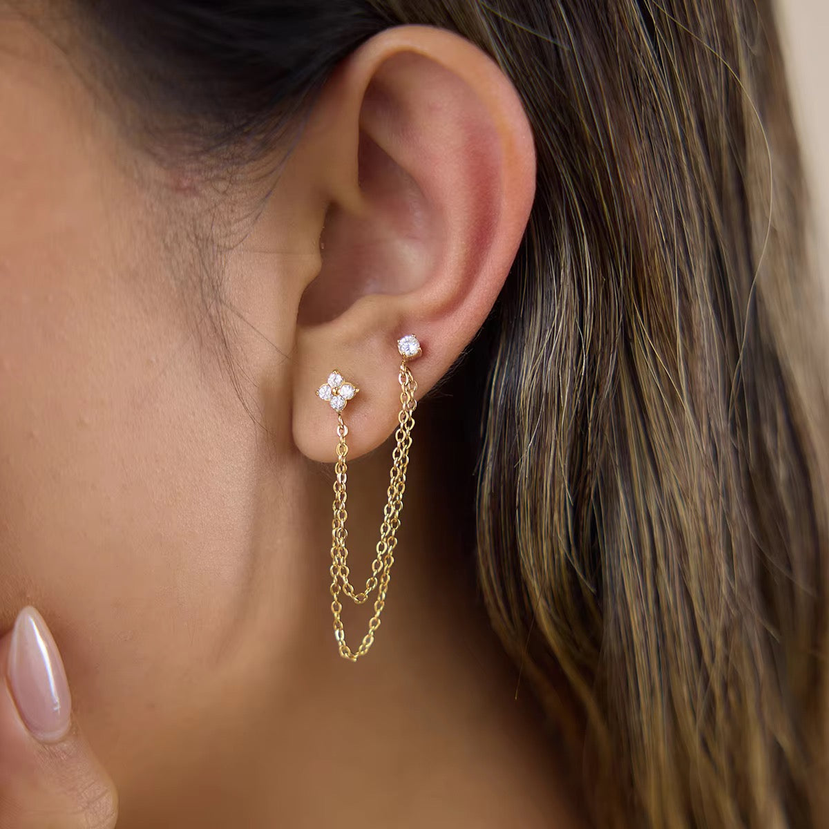 Floral Chain Link Earrings