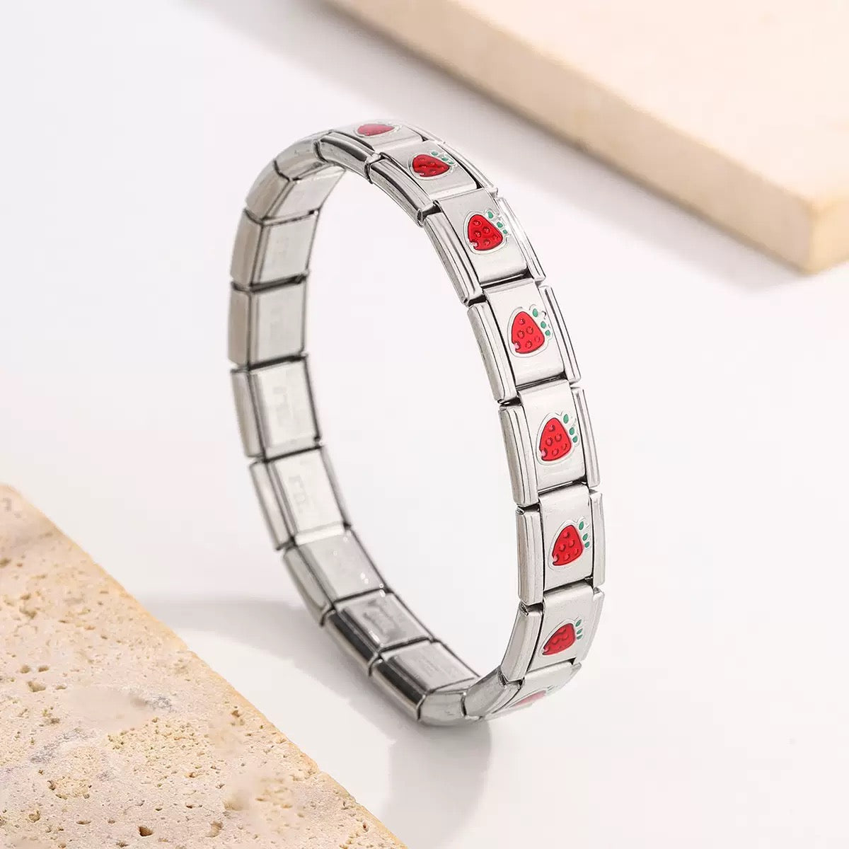 STRAWBERRY ITALIAN CHARM BRACELET