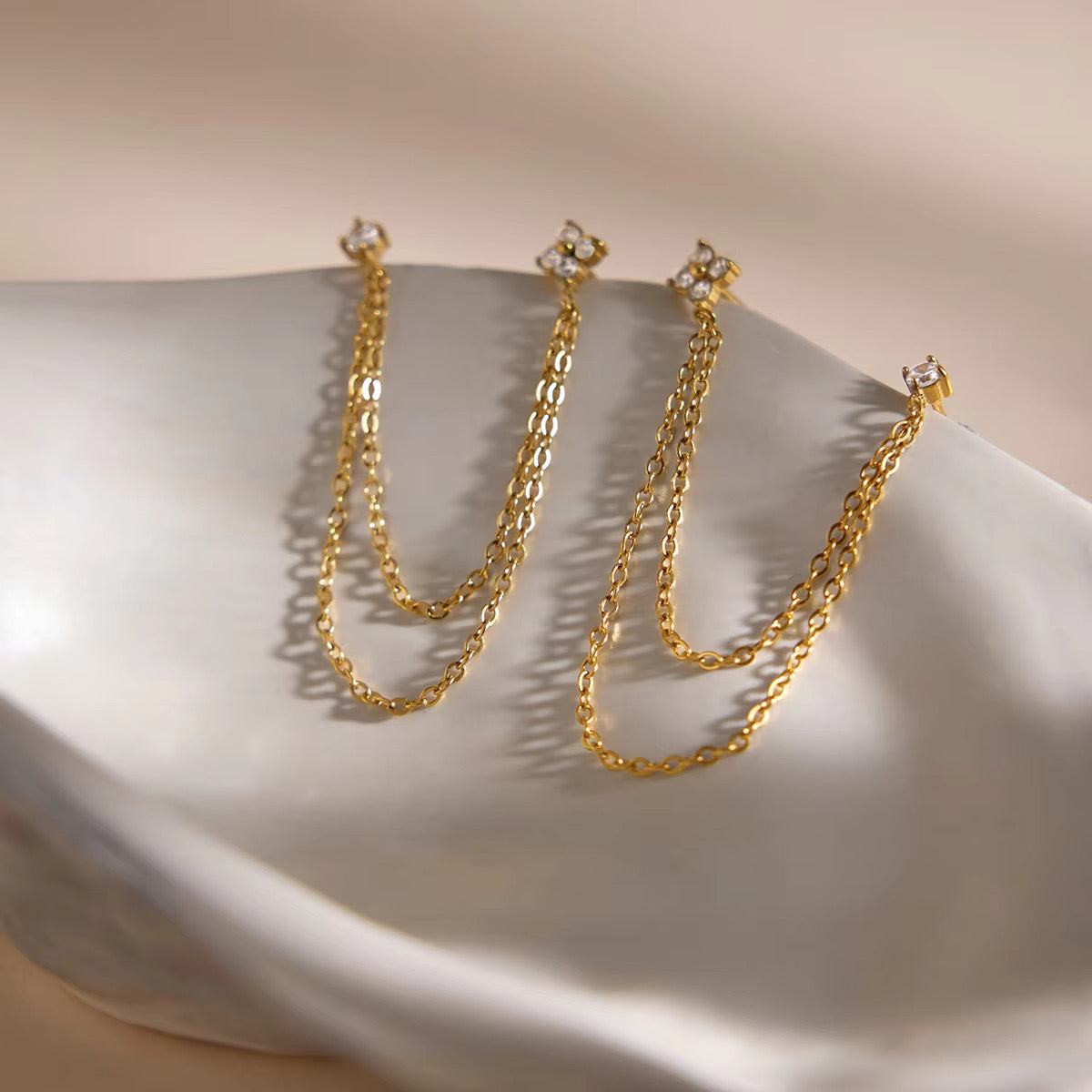 Floral Chain Link Earrings
