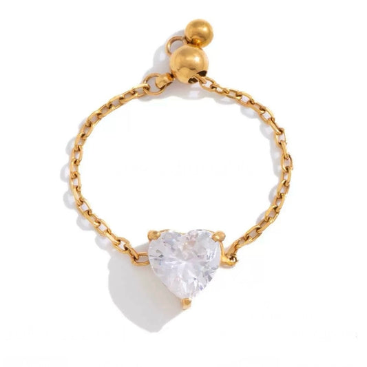 Heart Solitaire Chain Ring