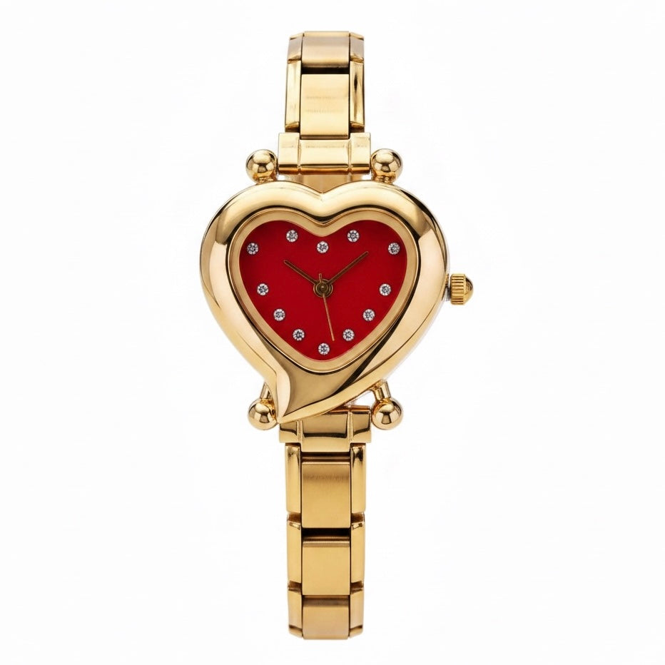 Golden Scarlet Heart Italian Charm Watch