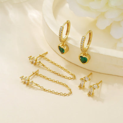 Emerald Love Piercing Set (In pair)