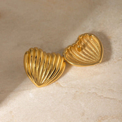 Ridged Heart Earrings