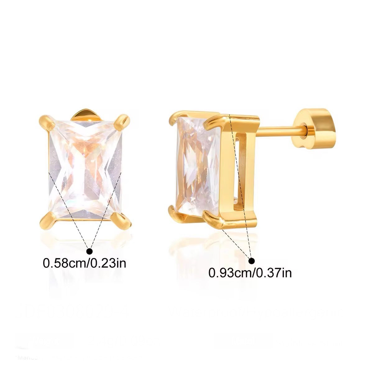 Square Big Diamond Studs