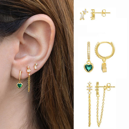 Emerald Love Piercing Set (In pair)