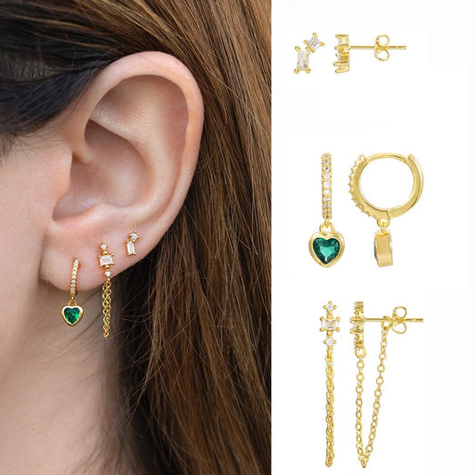 Emerald Love Piercing Set (In pair)