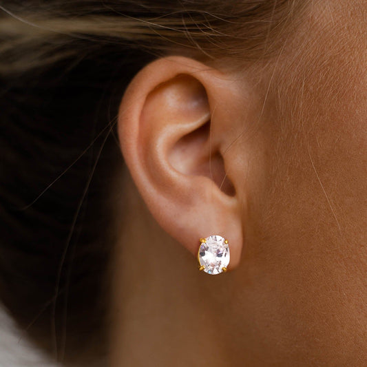 Oval Big Diamond Studs