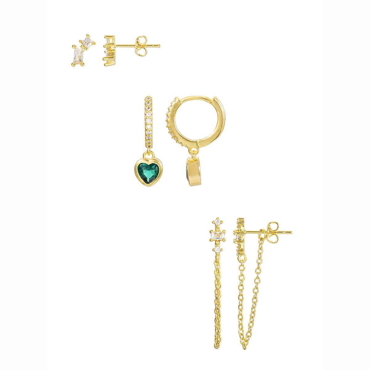 Emerald Love Piercing Set (In pair)