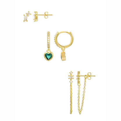 Emerald Love Piercing Set (In pair)