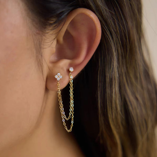 Floral Chain Link Earrings