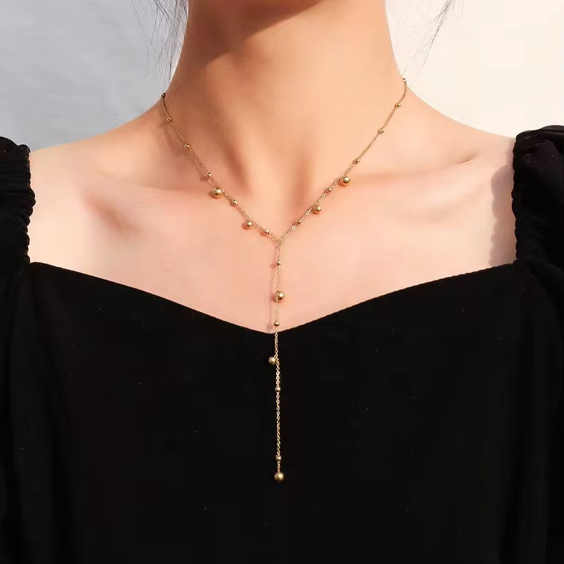 Golden Beads Y Necklace
