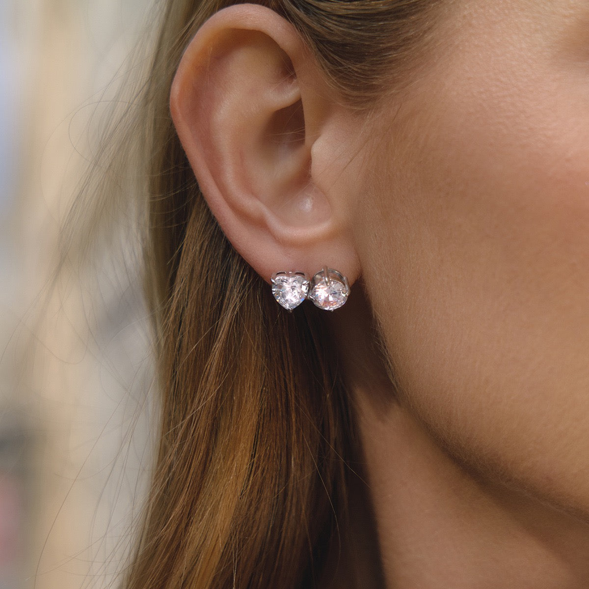 Heart Big Diamond Studs