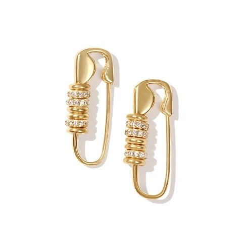 Stone Safety Pin Earring