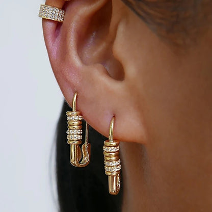 Stone Safety Pin Earring